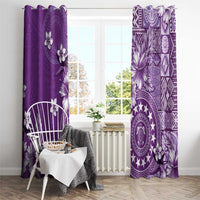 Cook Islands Window Curtain Purple Hibiscus And Stars LT05 - Polynesian Pride