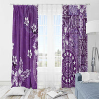 Cook Islands Window Curtain Purple Hibiscus And Stars LT05 - Polynesian Pride