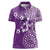 Cook Islands Women Polo Shirt Purple Hibiscus And Stars