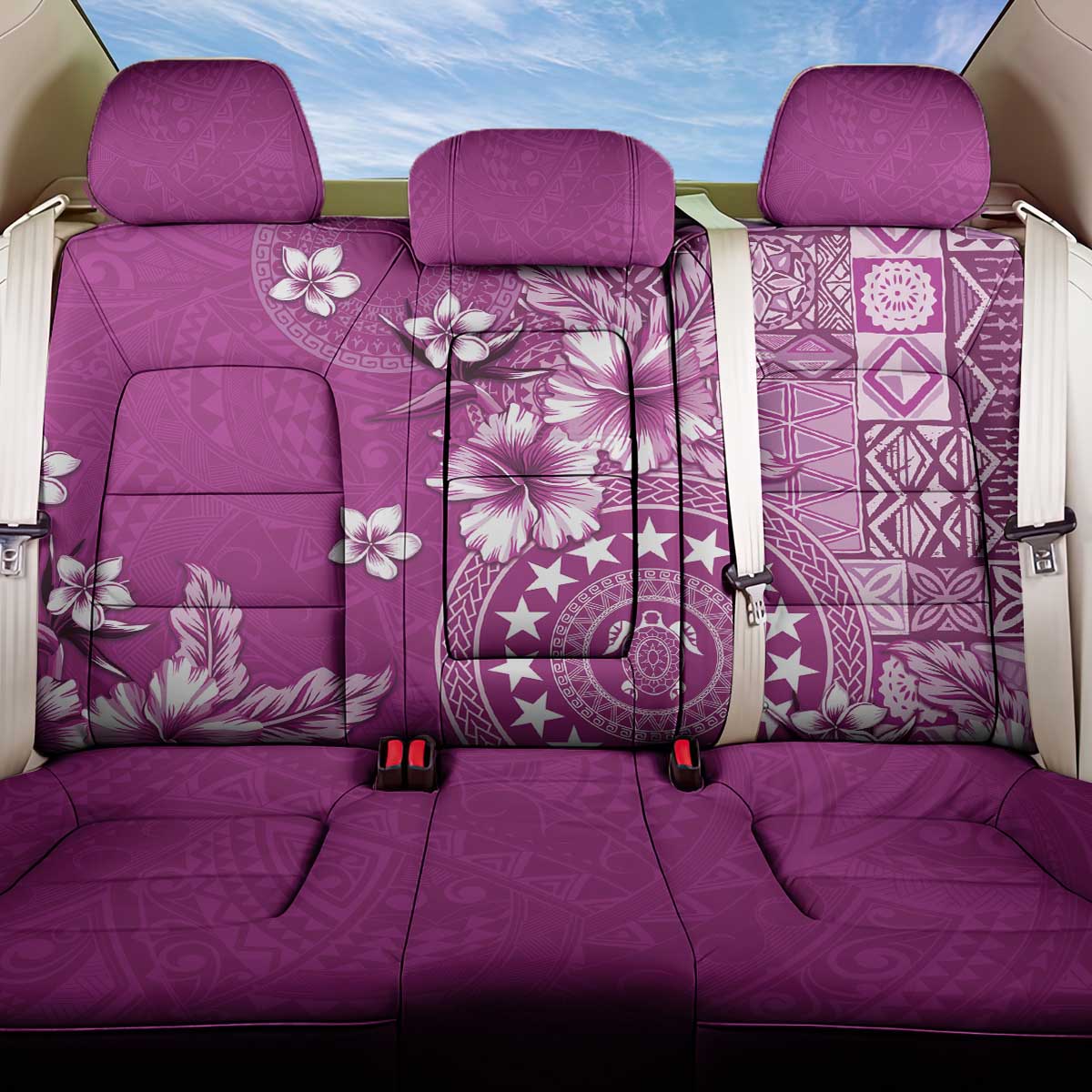 Cook Islands Back Car Seat Cover Fandango Hibiscus And Stars LT05 One Size Fandango - Polynesian Pride