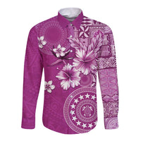 Cook Islands Long Sleeve Button Shirt Fandango Hibiscus And Stars LT05 Unisex Fandango - Polynesian Pride
