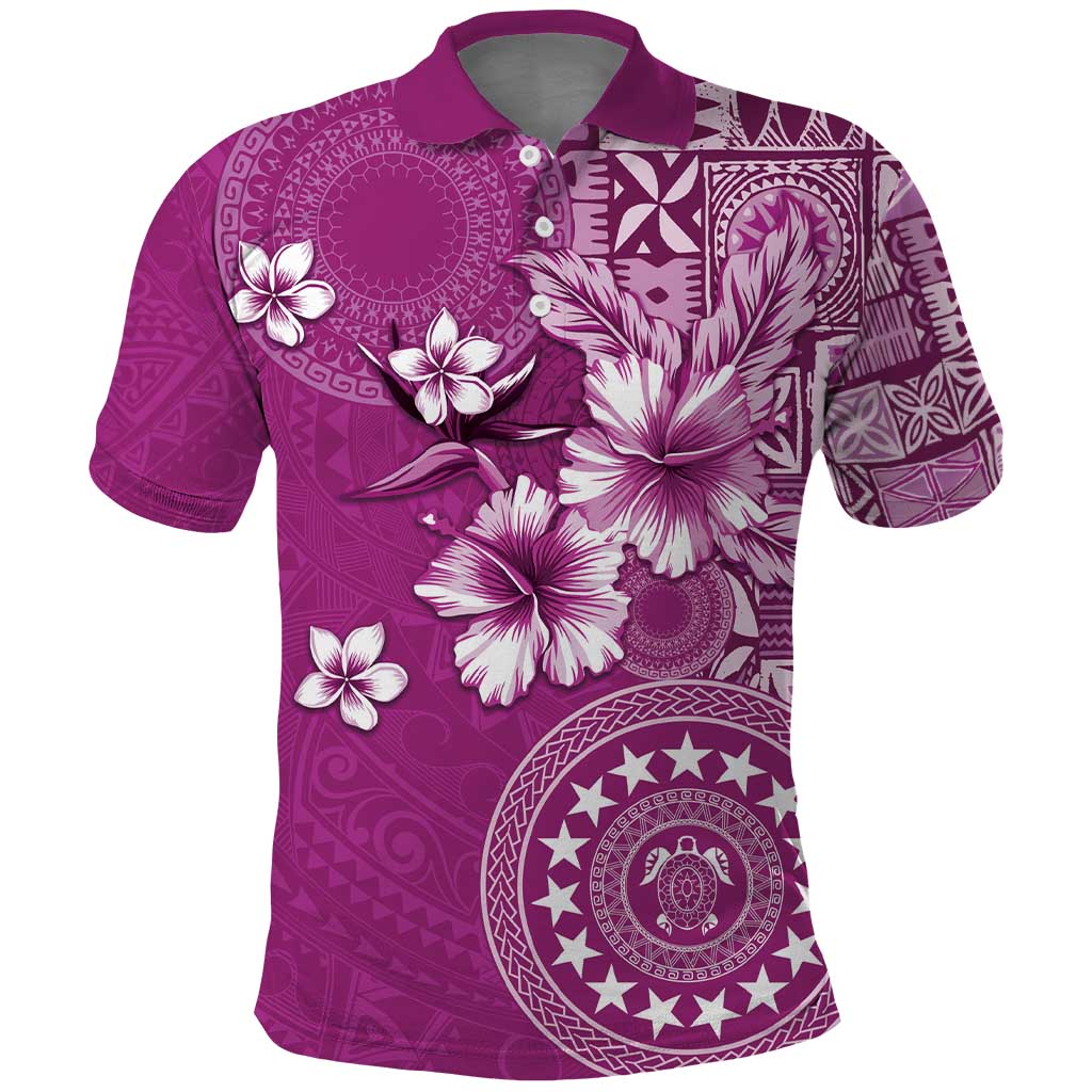 Cook Islands Polo Shirt Fandango Hibiscus And Stars LT05 Fandango - Polynesian Pride