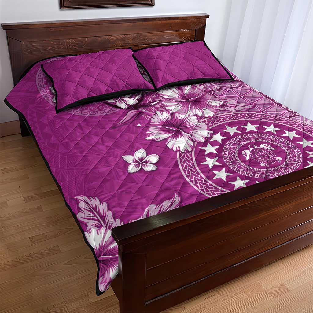 Cook Islands Quilt Bed Set Fandango Hibiscus And Stars LT05 - Polynesian Pride