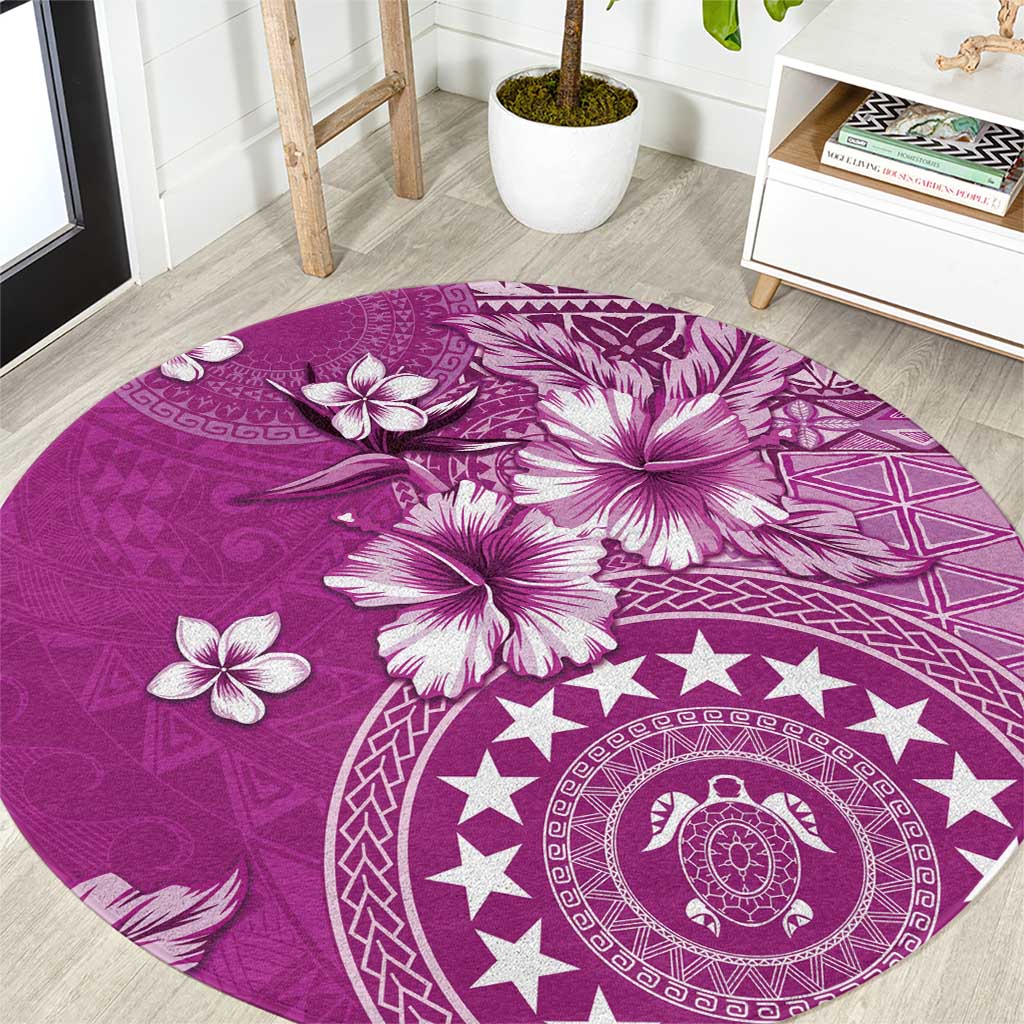 Cook Islands Round Carpet Fandango Hibiscus And Stars LT05 Fandango - Polynesian Pride