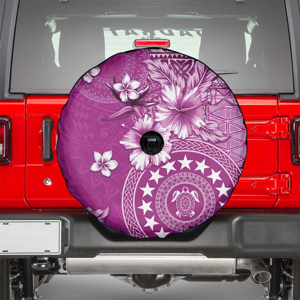 Cook Islands Spare Tire Cover Fandango Hibiscus And Stars LT05 - Polynesian Pride