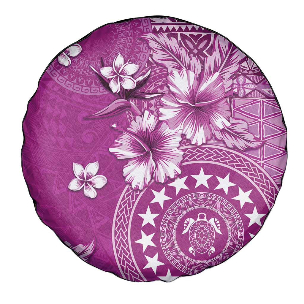 Cook Islands Spare Tire Cover Fandango Hibiscus And Stars LT05 - Polynesian Pride