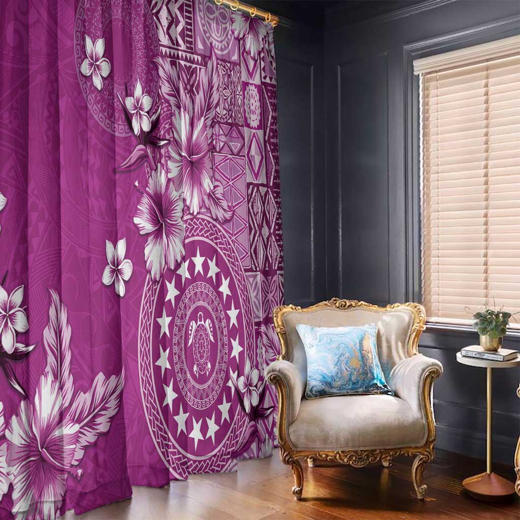 Cook Islands Window Curtain Fandango Hibiscus And Stars LT05 - Polynesian Pride