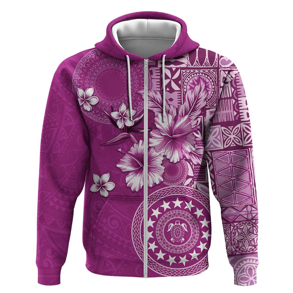 Cook Islands Zip Hoodie Fandango Hibiscus And Stars LT05 Zip Hoodie Fandango - Polynesian Pride
