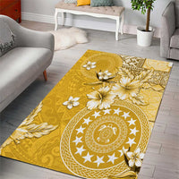 Cook Islands Area Rug Yellow Hibiscus And Stars LT05 - Polynesian Pride
