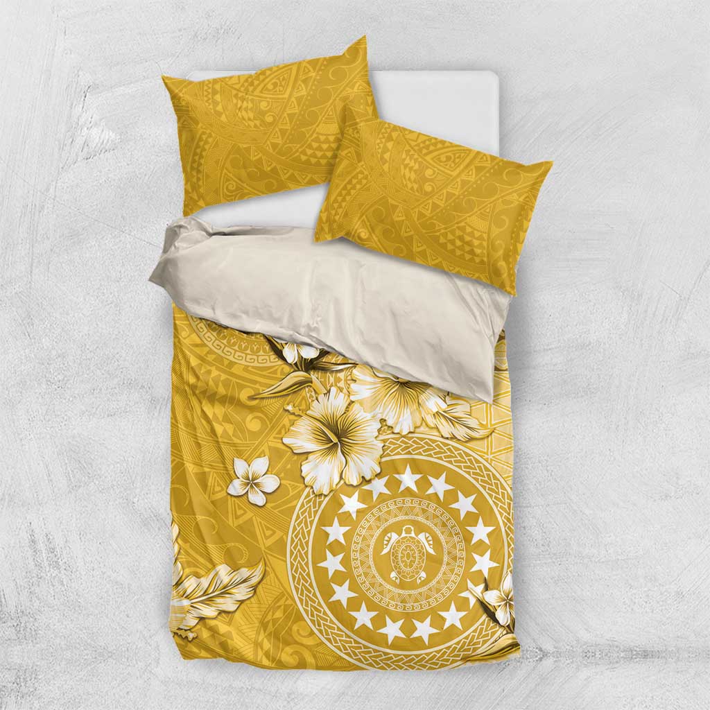Cook Islands Bedding Set Yellow Hibiscus And Stars LT05 US Twin 172cm x 218cm Yellow - Polynesian Pride