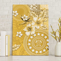 Cook Islands Canvas Wall Art Yellow Hibiscus And Stars LT05 Without Frame Yellow - Polynesian Pride