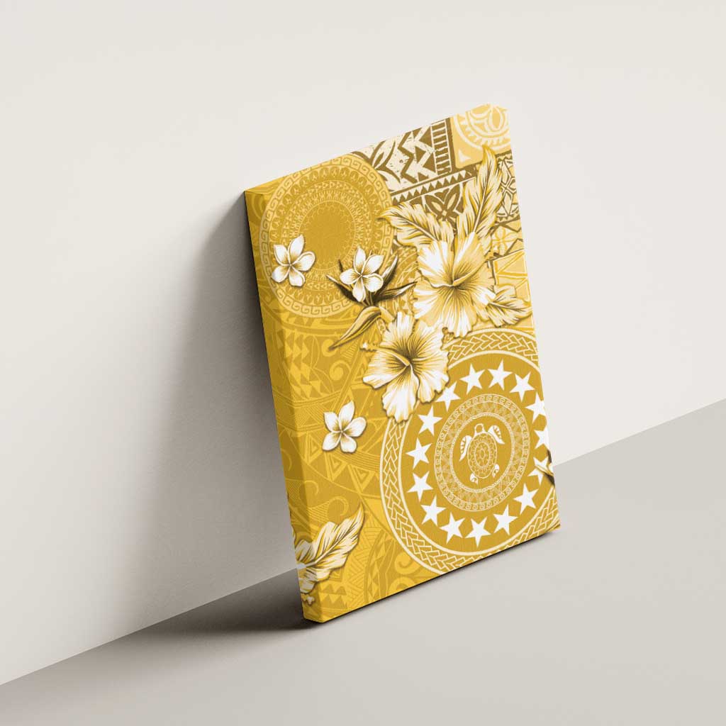 Cook Islands Canvas Wall Art Yellow Hibiscus And Stars LT05 - Polynesian Pride