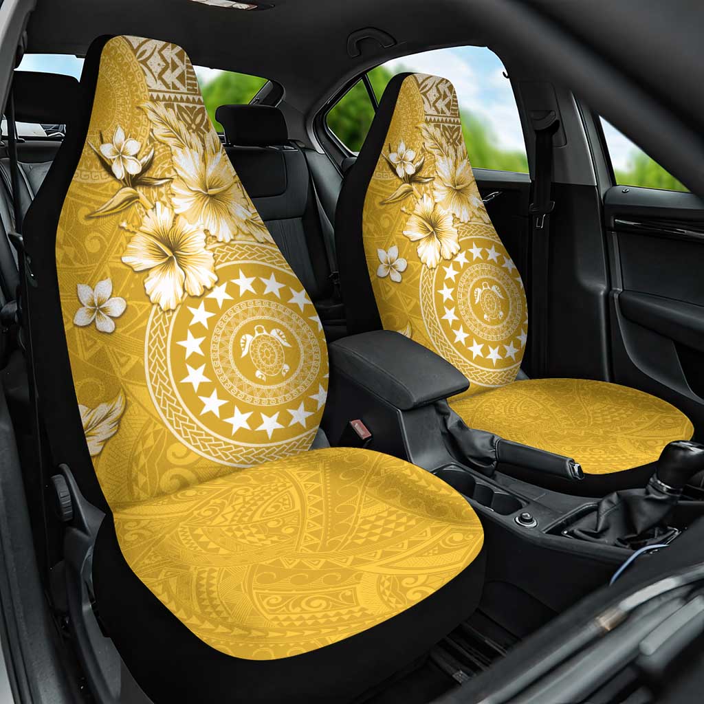 Cook Islands Car Seat Cover Yellow Hibiscus And Stars LT05 One Size Yellow - Polynesian Pride