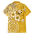 Cook Islands Family Matching Off The Shoulder Long Sleeve Dress and Hawaiian Shirt Yellow Hibiscus And Stars