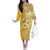 Cook Islands Family Matching Off The Shoulder Long Sleeve Dress and Hawaiian Shirt Yellow Hibiscus And Stars