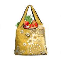Cook Islands Grocery Bag Yellow Hibiscus And Stars LT05 1-pack One Size Yellow - Polynesian Pride