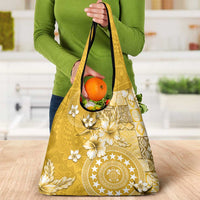 Cook Islands Grocery Bag Yellow Hibiscus And Stars LT05 - Polynesian Pride