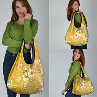 Cook Islands Grocery Bag Yellow Hibiscus And Stars LT05 - Polynesian Pride