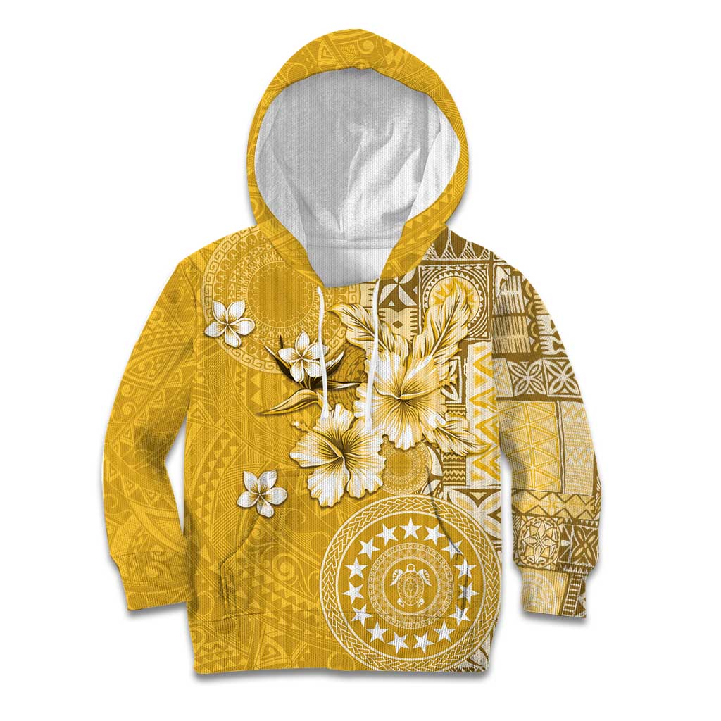 Cook Islands Kid Hoodie Yellow Hibiscus And Stars LT05 Hoodie Yellow - Polynesian Pride