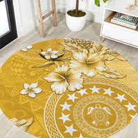 Cook Islands Round Carpet Yellow Hibiscus And Stars LT05 Yellow - Polynesian Pride