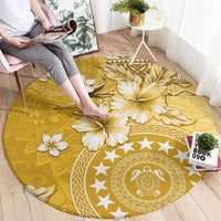 Cook Islands Round Carpet Yellow Hibiscus And Stars LT05 - Polynesian Pride