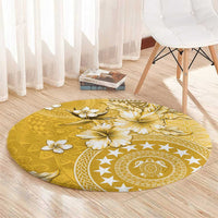 Cook Islands Round Carpet Yellow Hibiscus And Stars LT05 - Polynesian Pride