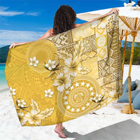 Cook Islands Sarong Yellow Hibiscus And Stars LT05 One Size 44 x 66 inches Yellow - Polynesian Pride