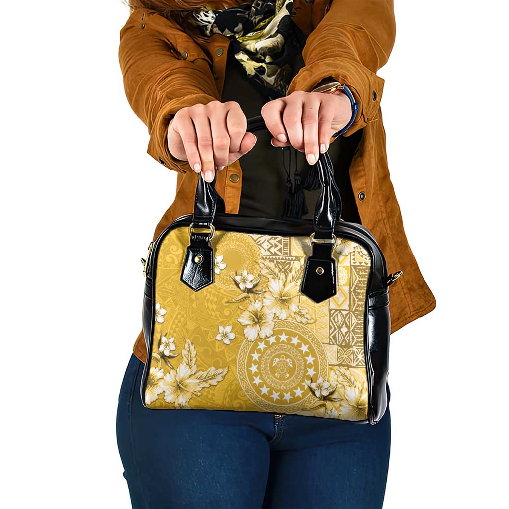 Cook Islands Shoulder Handbag Yellow Hibiscus And Stars LT05 One Size Yellow - Polynesian Pride