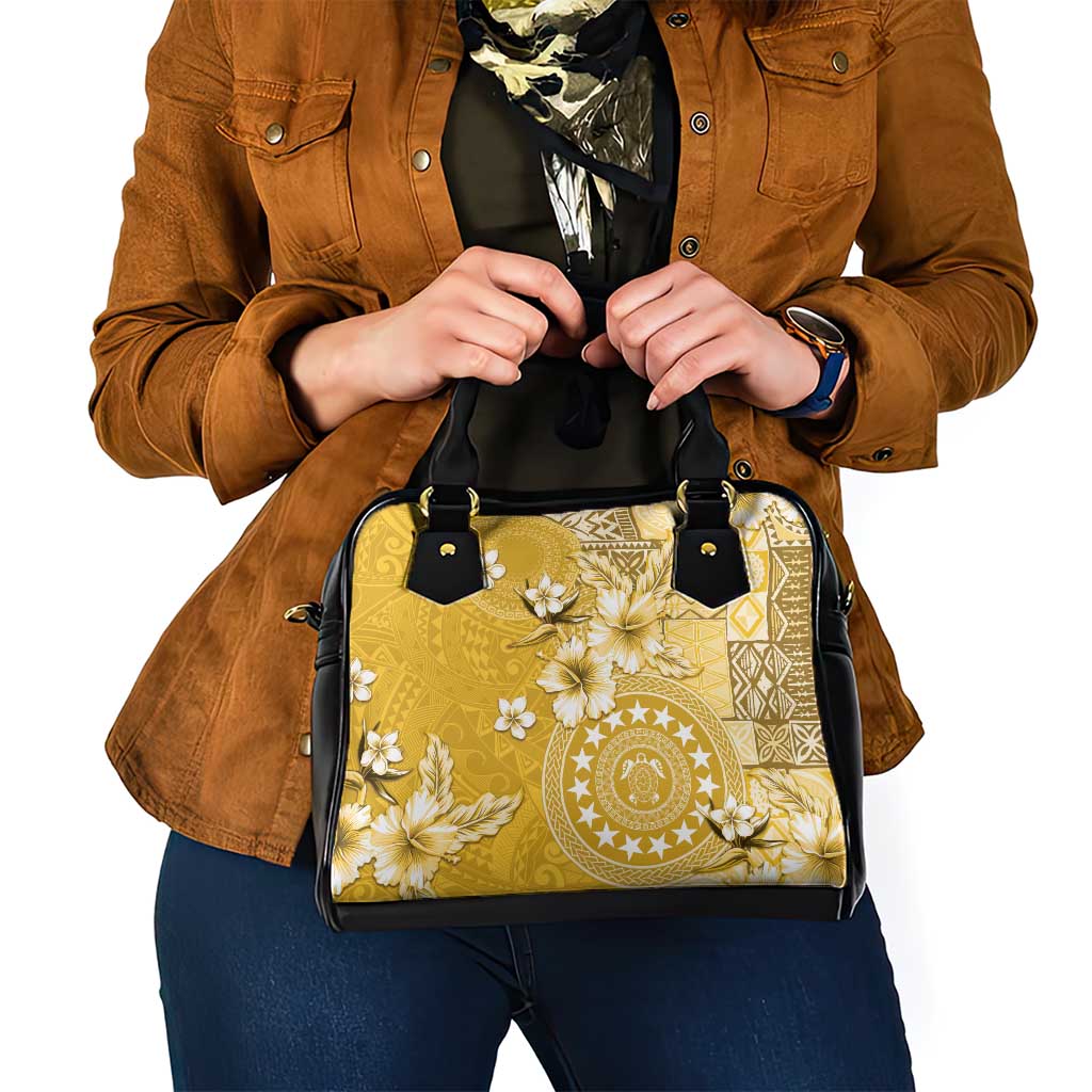Cook Islands Shoulder Handbag Yellow Hibiscus And Stars LT05 - Polynesian Pride