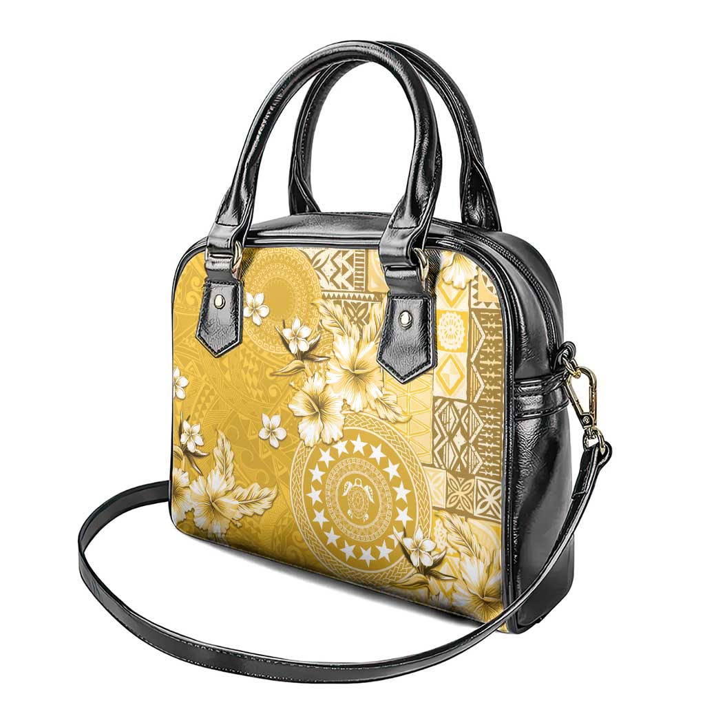 Cook Islands Shoulder Handbag Yellow Hibiscus And Stars LT05 - Polynesian Pride