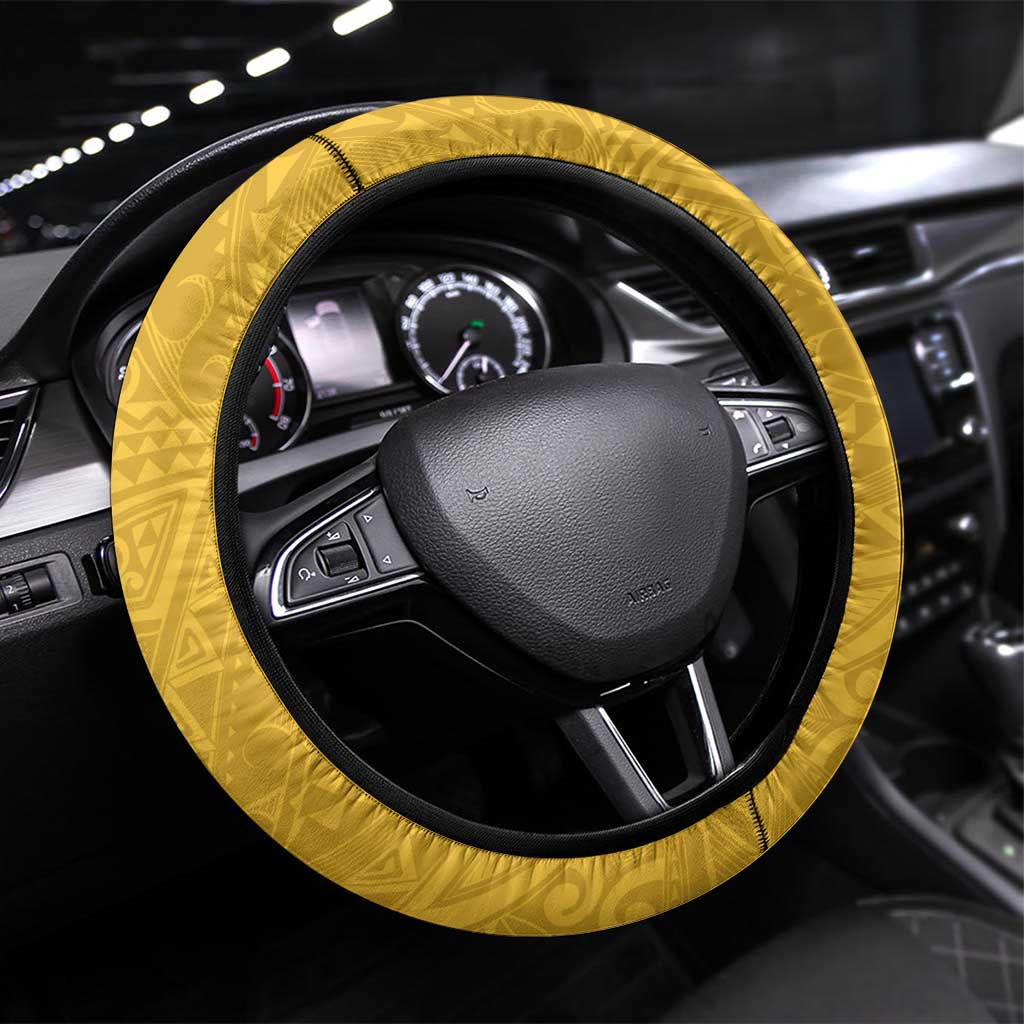 Cook Islands Steering Wheel Cover Yellow Hibiscus And Stars