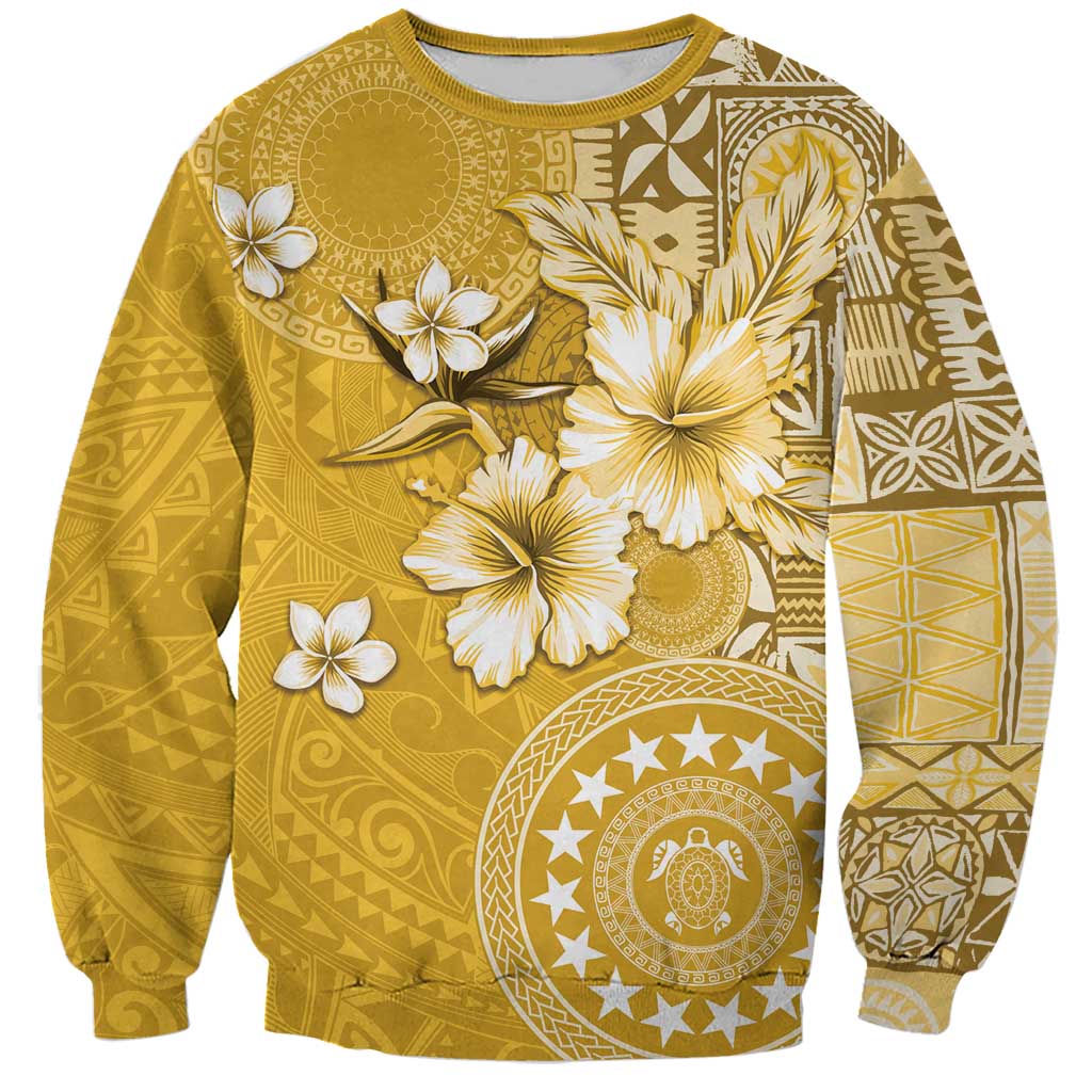 Cook Islands Sweatshirt Yellow Hibiscus And Stars LT05 Unisex Yellow - Polynesian Pride
