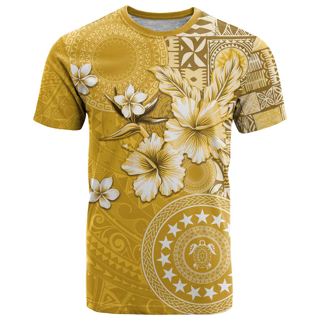 Cook Islands T Shirt Yellow Hibiscus And Stars LT05 Yellow - Polynesian Pride