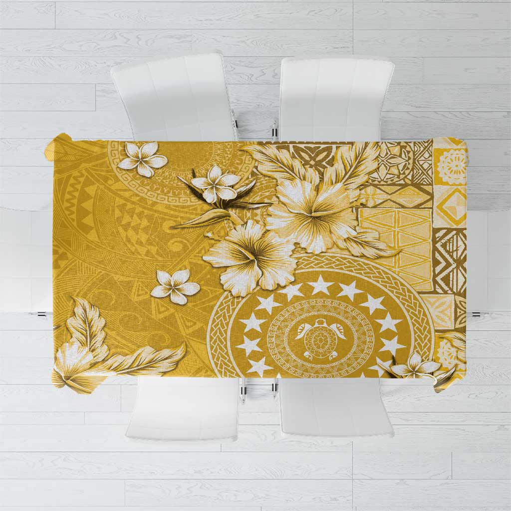 Cook Islands Tablecloth Yellow Hibiscus And Stars LT05 Yellow - Polynesian Pride
