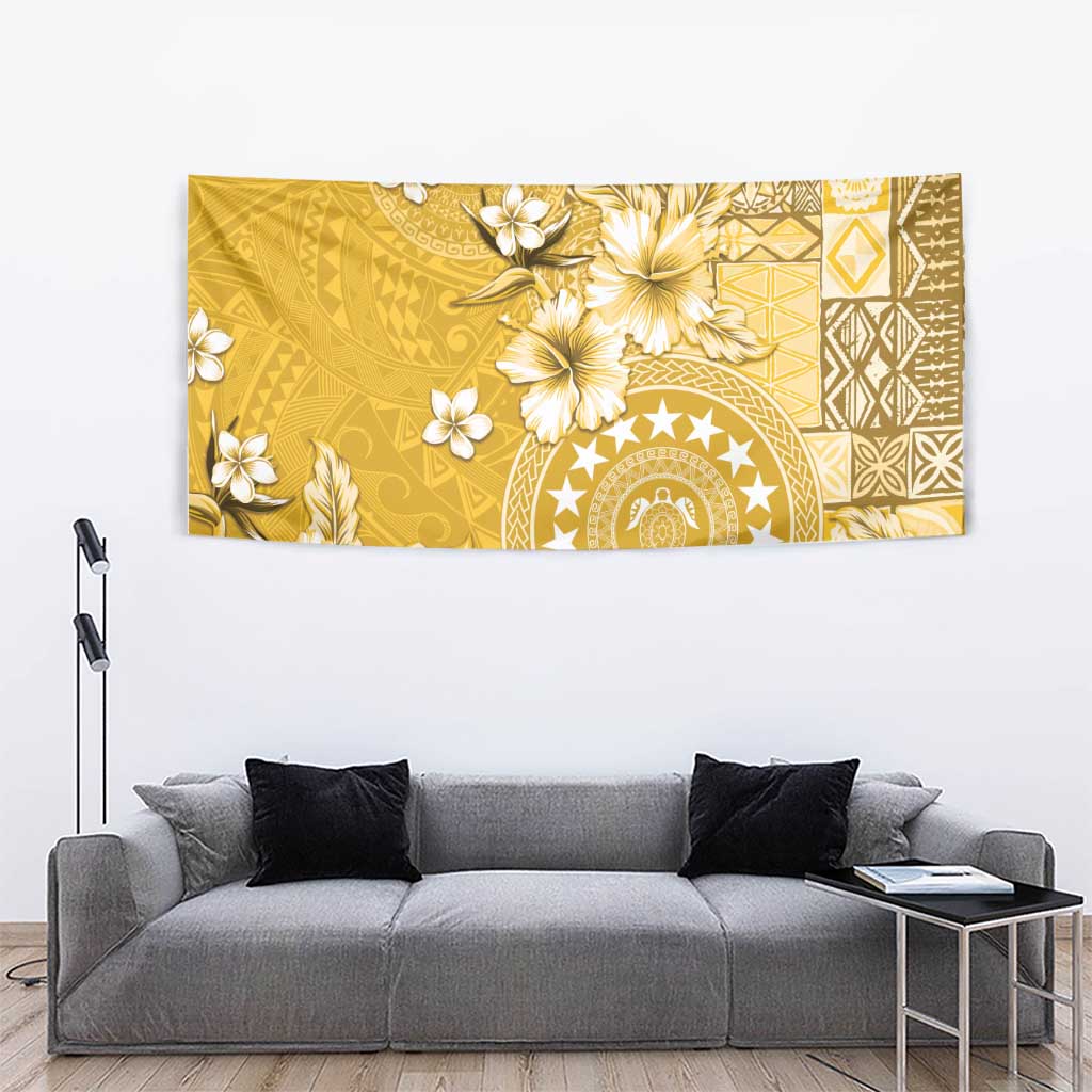 Cook Islands Tapestry Yellow Hibiscus And Stars LT05 - Polynesian Pride