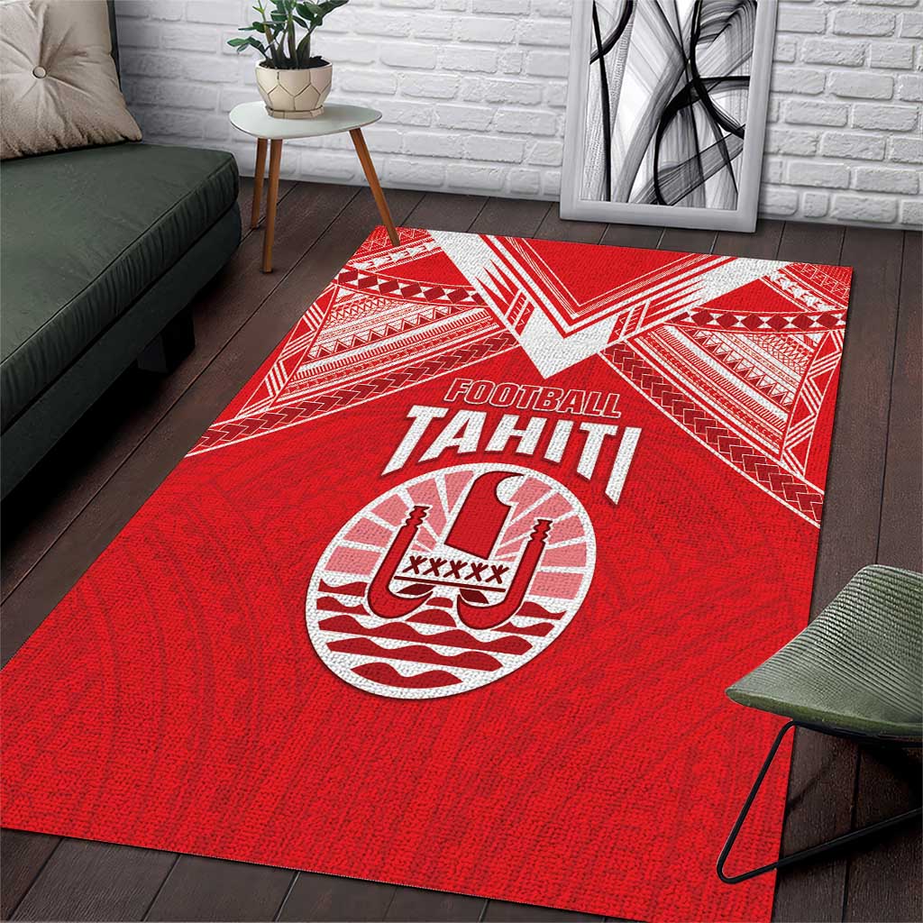 Tahiti Football Area Rug Coat Of Arms Polynesian Tribal Pattern