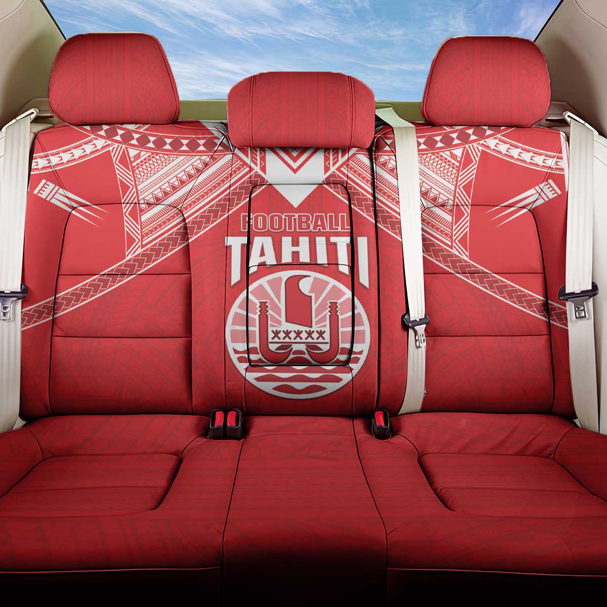 Tahiti Football Back Car Seat Cover Coat Of Arms Polynesian Tribal Pattern