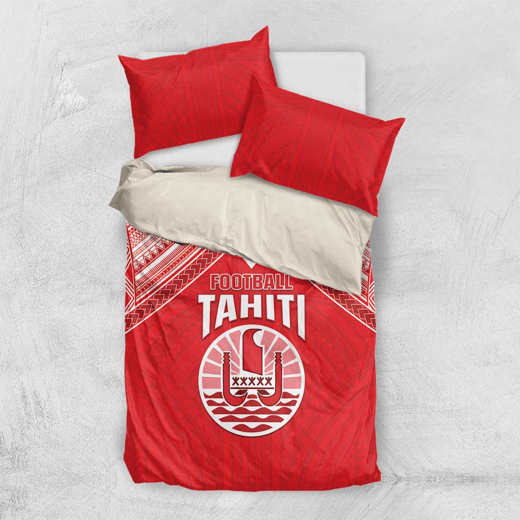 Tahiti Football Bedding Set Coat Of Arms Polynesian Tribal Pattern LT05 US Twin 172cm x 218cm Red - Polynesian Pride