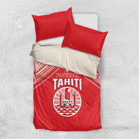 Tahiti Football Bedding Set Coat Of Arms Polynesian Tribal Pattern LT05 US Twin 172cm x 218cm Red - Polynesian Pride