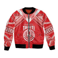Custom Tahiti Football Bomber Jacket Coat Of Arms Polynesian Tribal Pattern LT05 Unisex Red - Polynesian Pride