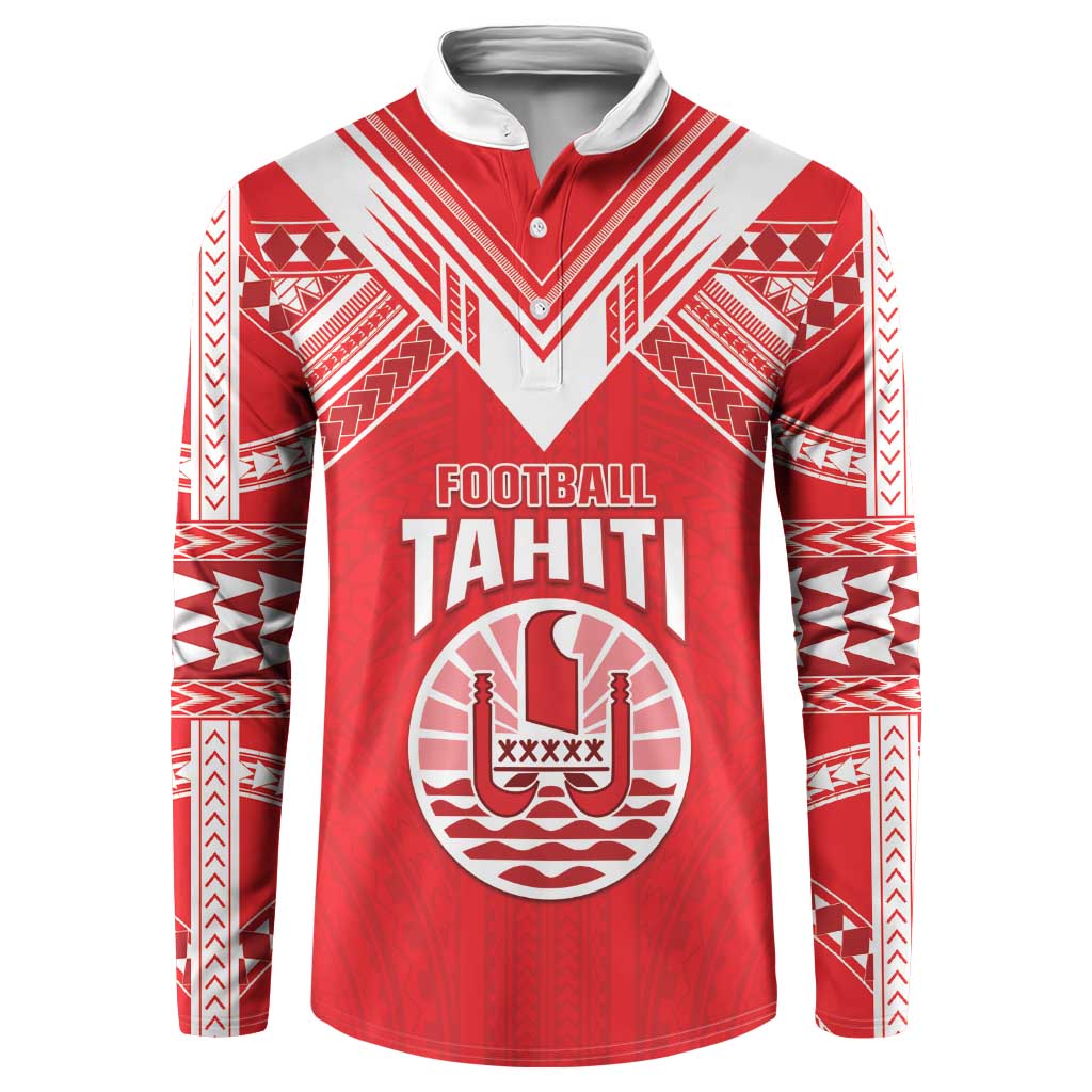 Custom Tahiti Football Button Sweatshirt Coat Of Arms Polynesian Tribal Pattern LT05 Red - Polynesian Pride