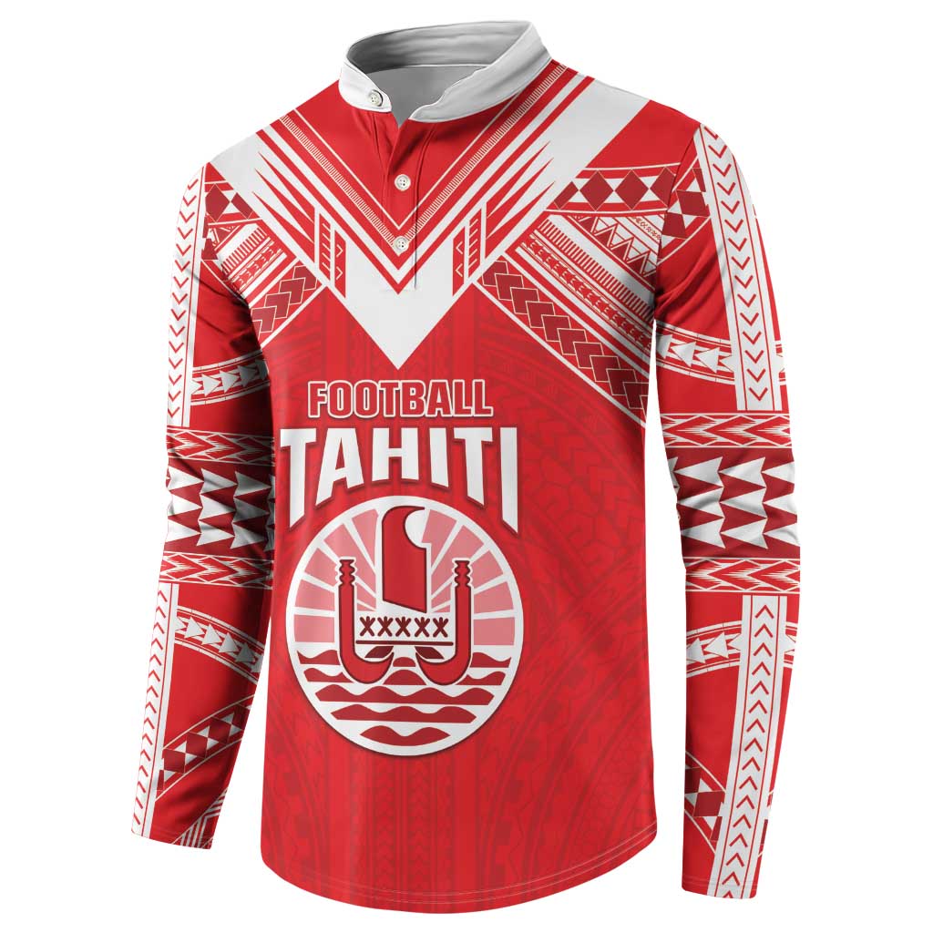 Custom Tahiti Football Button Sweatshirt Coat Of Arms Polynesian Tribal Pattern LT05 - Polynesian Pride