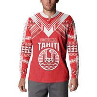 Custom Tahiti Football Button Sweatshirt Coat Of Arms Polynesian Tribal Pattern LT05 - Polynesian Pride