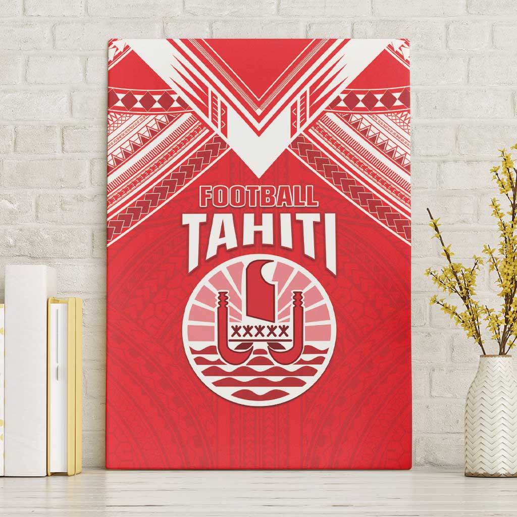 Tahiti Football Canvas Wall Art Coat Of Arms Polynesian Tribal Pattern LT05 Without Frame Red - Polynesian Pride