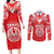 Custom Tahiti Football Couples Matching Long Sleeve Bodycon Dress and Long Sleeve Button Shirt Coat Of Arms Polynesian Tribal Pattern