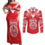 Custom Tahiti Football Couples Matching Off Shoulder Maxi Dress and Long Sleeve Button Shirt Coat Of Arms Polynesian Tribal Pattern