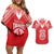 Custom Tahiti Football Couples Matching Off Shoulder Short Dress and Hawaiian Shirt Coat Of Arms Polynesian Tribal Pattern