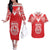 Custom Tahiti Football Couples Matching Off The Shoulder Long Sleeve Dress and Hawaiian Shirt Coat Of Arms Polynesian Tribal Pattern