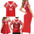 Custom Tahiti Football Family Matching Short Sleeve Bodycon Dress and Hawaiian Shirt Coat Of Arms Polynesian Tribal Pattern