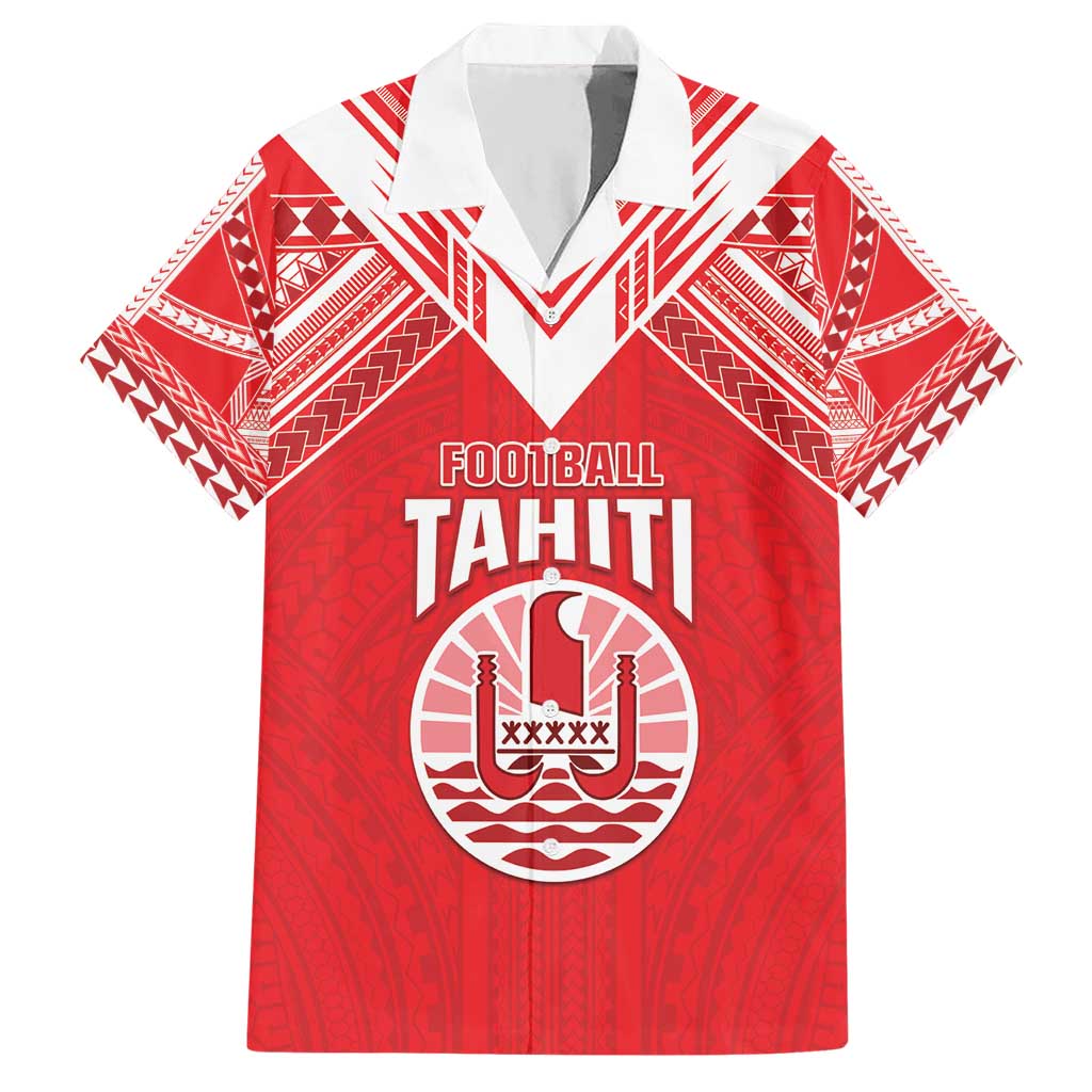 Custom Tahiti Football Hawaiian Shirt Coat Of Arms Polynesian Tribal Pattern